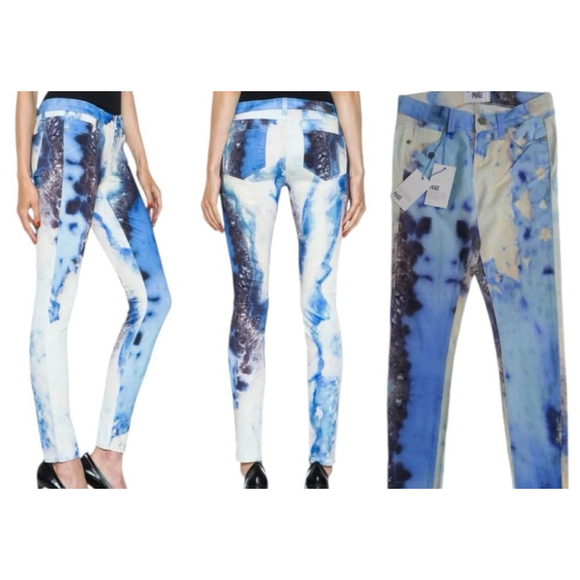 Paige Denim - Women's Paige Denim Jeans Size 28 Blue White Tie Dye
